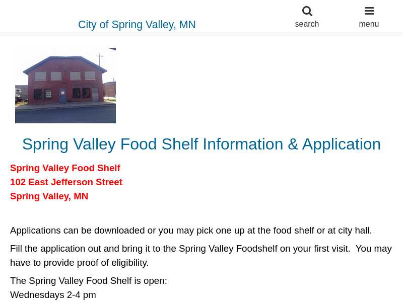 Spring Valley Area Food Shelf
