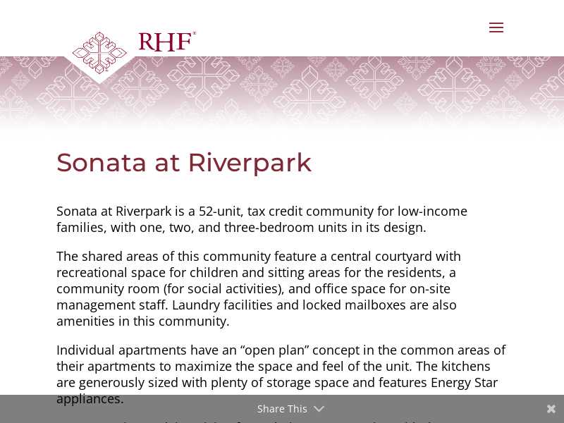 Sonata RHF Housing- Food Pantry