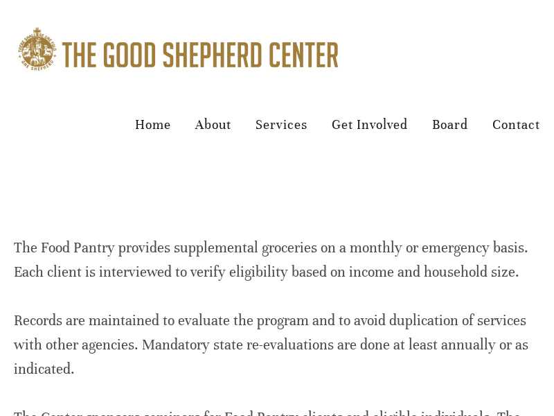 The Good Shepherd Center - Food Pantry