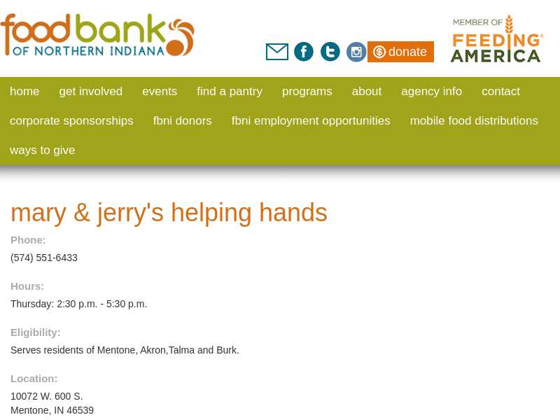 Mary & Jerry's Helping Hands - Food Pantry