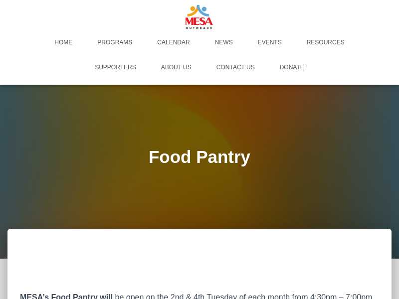 MESA Outreach Food Pantry